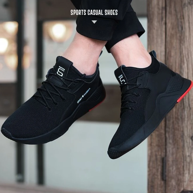 

New fashion and breathable running shoes Korean casual light flying woven men's sports shoes