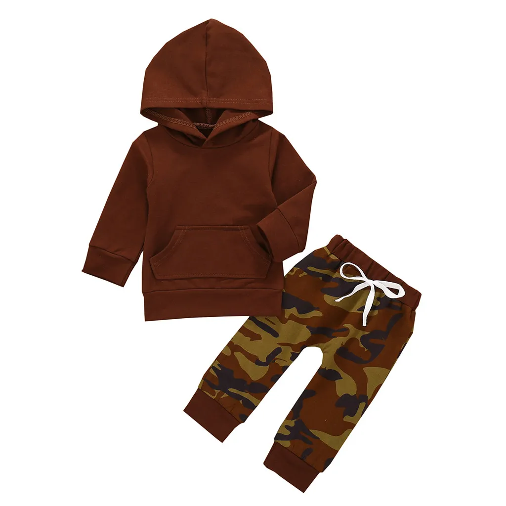 #4  2pcs Fashion New Toddler Baby Boy Clothes Girls Clothes Set Camouflage Print Hoodie Tops+pants Outfits 2020 Autumn Clothes