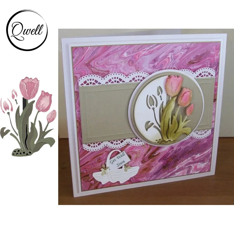 Пресс-формы QWELL в форме цветка для скрапбукинга и изготовления карт рельефное