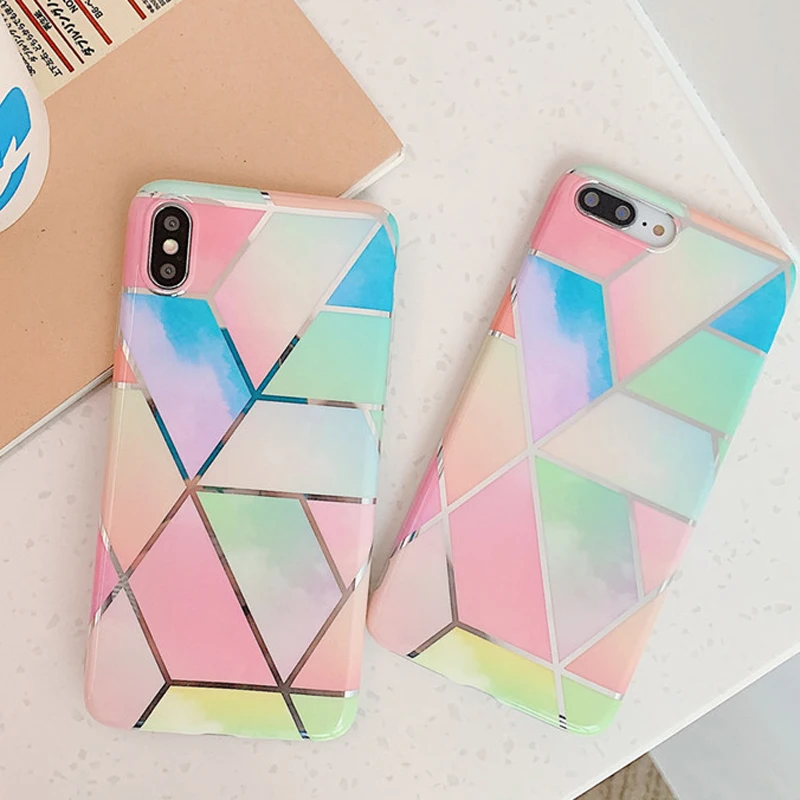 Lovebay геометрический чехол для телефона iPhone XR XS Max 6 6S 7 8 Plus X Цветная мраморная
