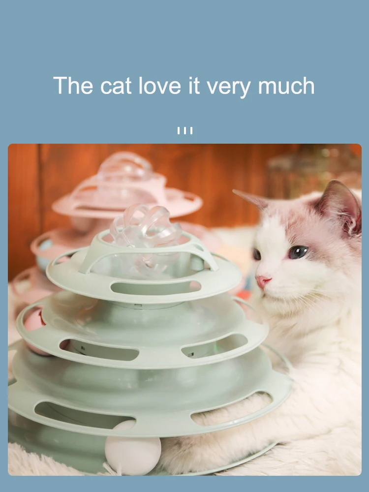 Interactive Cat Tower Toy 4 Levels Track Disc Roller Turntable for Pet Play Games Kitten Teaser Puzzle Toys Ball Accessories | Дом и сад