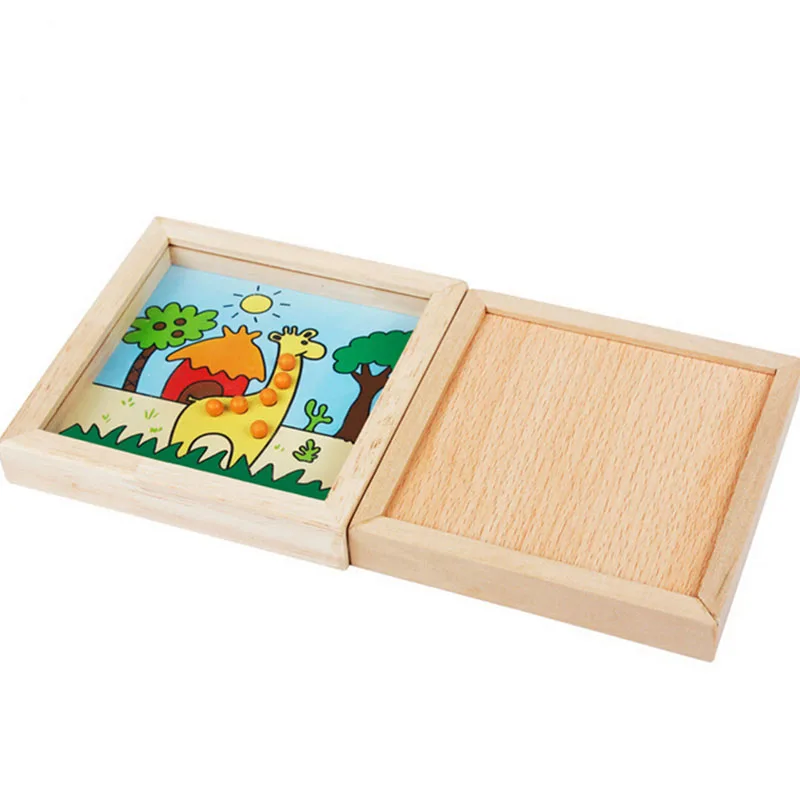 

1Pcs HOT Wooden fawn ball game children wooden board ball cartoon fawn toy game