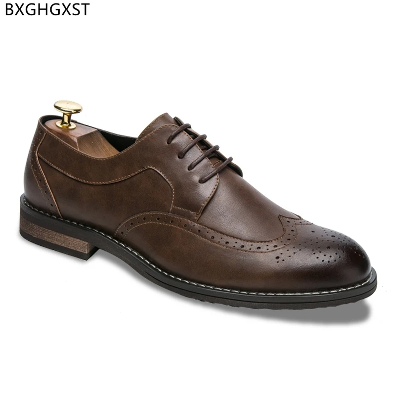 

Black Men Dress Shoes Leather Formal Brogue Shoes Men Brown Oxford Wedding Shoes for Men 2022 Chaussure Homme Zapatos De Hombre