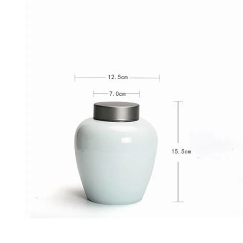 

Simple Solid Color Porcelain Sealed Tea Cans Double-Layer Cover Sealed Tank Moisture-Proof Packaging Storage Jar Candy Coffee Ja