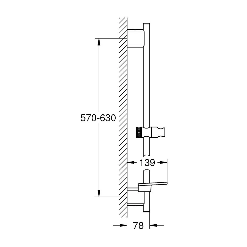 Shower bar Grohe Rainshower SmartActive with shelf chrome rod holder accessories head stand Repair and arrangement Plumbing racks For bathroom Arms