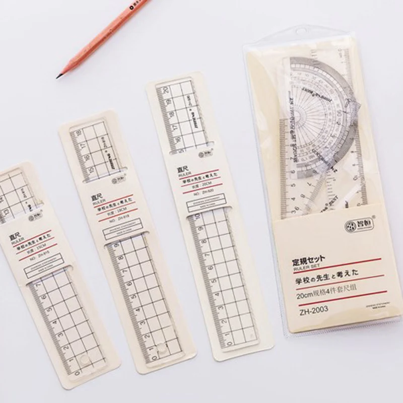 Transparent Simple Style Plastic Ruler Escolar Student Office Learn Stationery Cute Stationery Cute Ruler