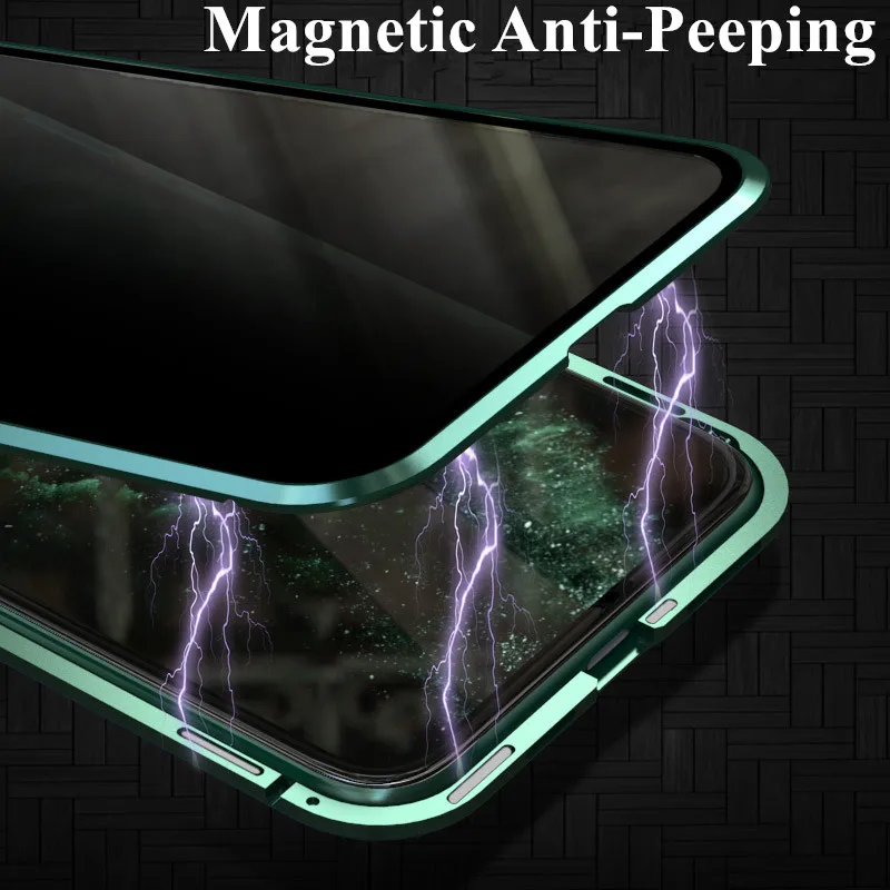 Privacy Magnetic Cases For iPhone 7 8 6 Plus X XS MAX XR 6S Anti Peeping Double Sided Tempered Glass Mobile Cover | Мобильные