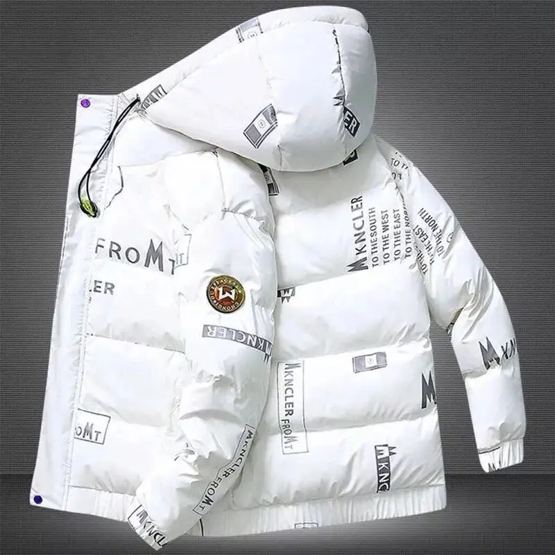 

White duck down jacket men's winter Korean version of the trend of thickening short shiny coat casual youth stand-up collar men