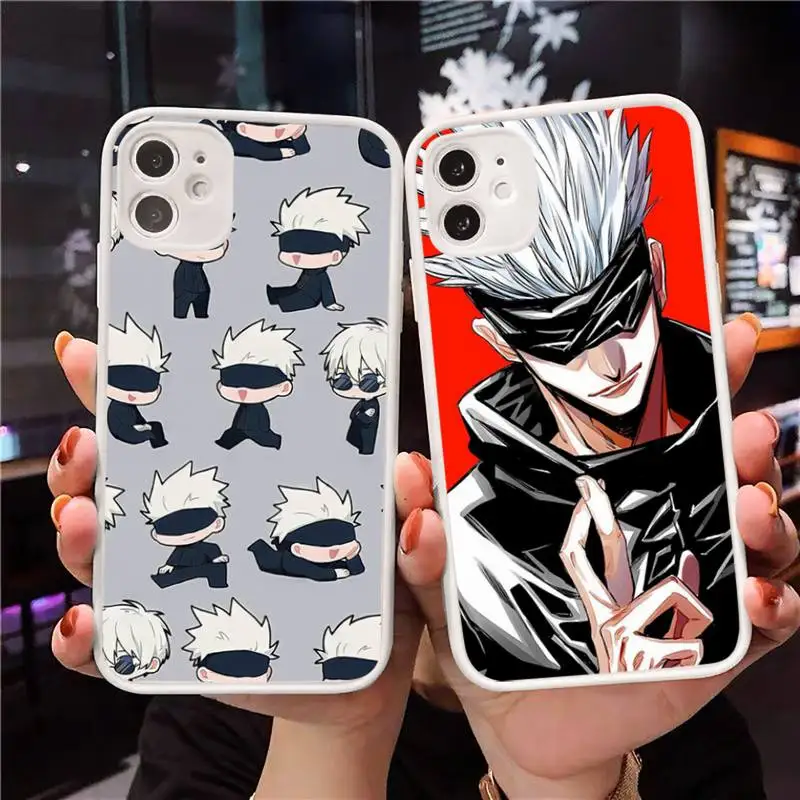 

Anime Jujutsu Kaisen Phone Case For iPhone 12 11 Mini Pro XR XS Max 7 8 Plus X Matte transparent White Cover