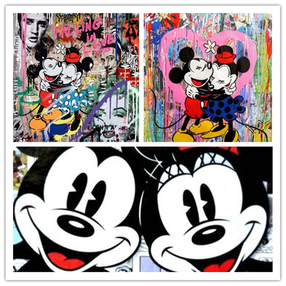 Диснеевские граффити рисование на холсте Микки Мауса уличное искусство вышивка