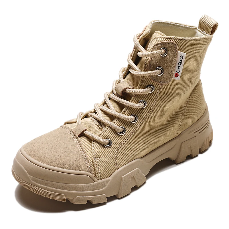 Осенние женские ботинки Повседневная парусиновая обувь Женские однотонные