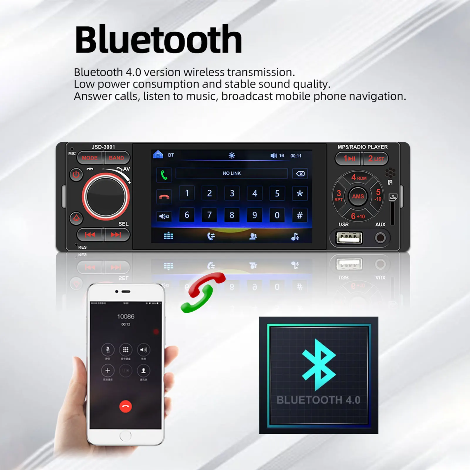 4 дюйма Авто Радио стерео радио Bluetooth Сенсорный Экран автомобиля MP5 плейер AUX USB FM
