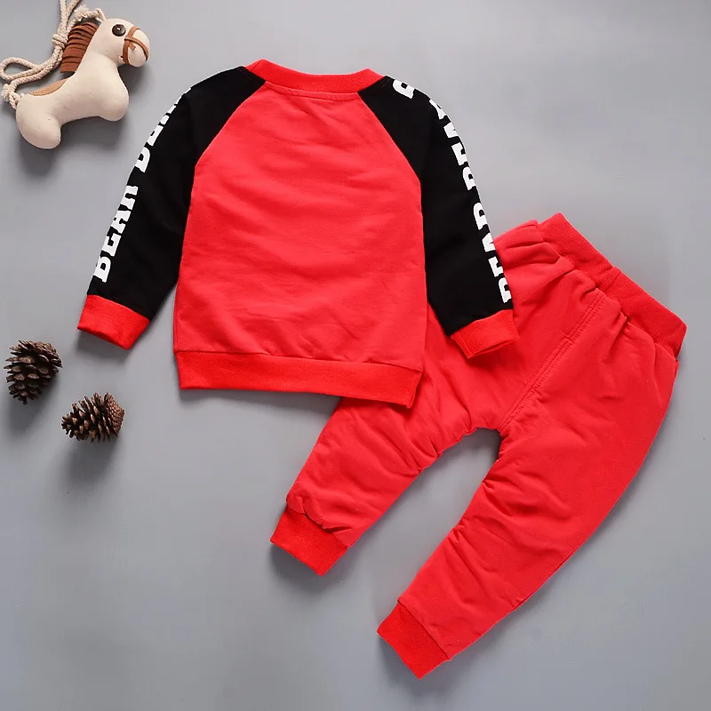 Cartoon Bear Kids Boys Sweatshirt Sweatpants Long Sleeve Clothes Sets Patchwork Fashionable Children's Wear Spring Autumn Outfit | Детская
