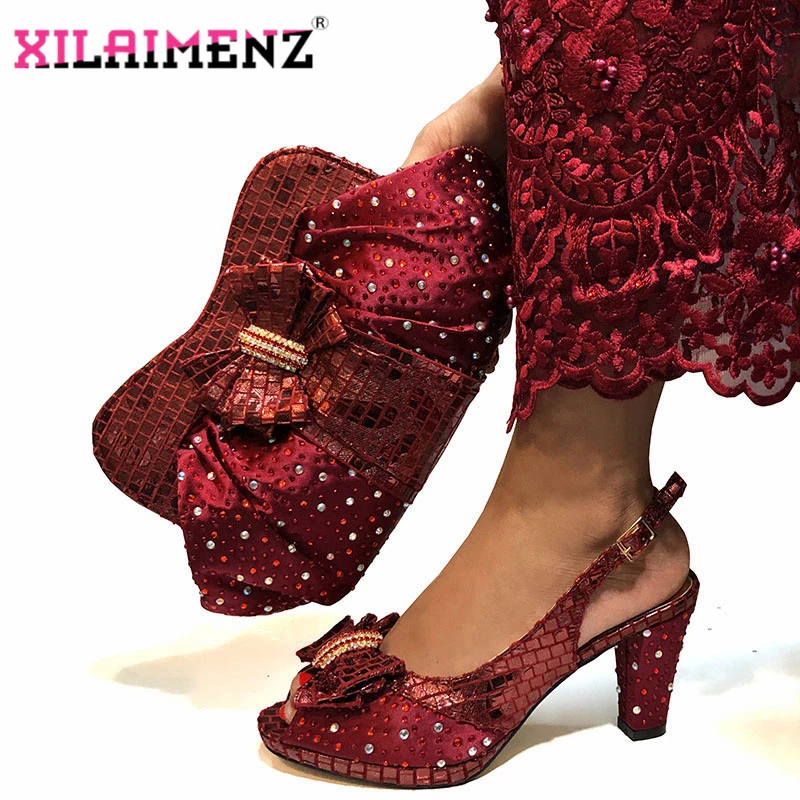 

2019 Elegant Style Italian Women Shoes And Bag To Match Set African High Heels Party Shoes And Bag Set For Wedding Dress