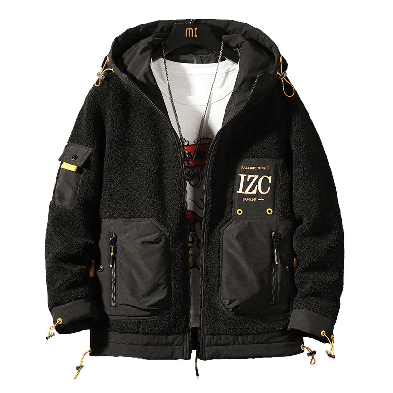 Мужская теплая куртка на молнии с капюшоном и карманами|Мужские куртки| |