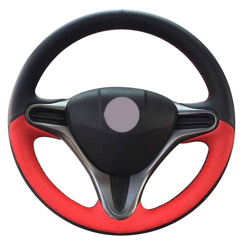 Черная кожа красная искусственная для Honda Fit 2009 2013 City Jazz|car steering wheel cover|steering coverwheel