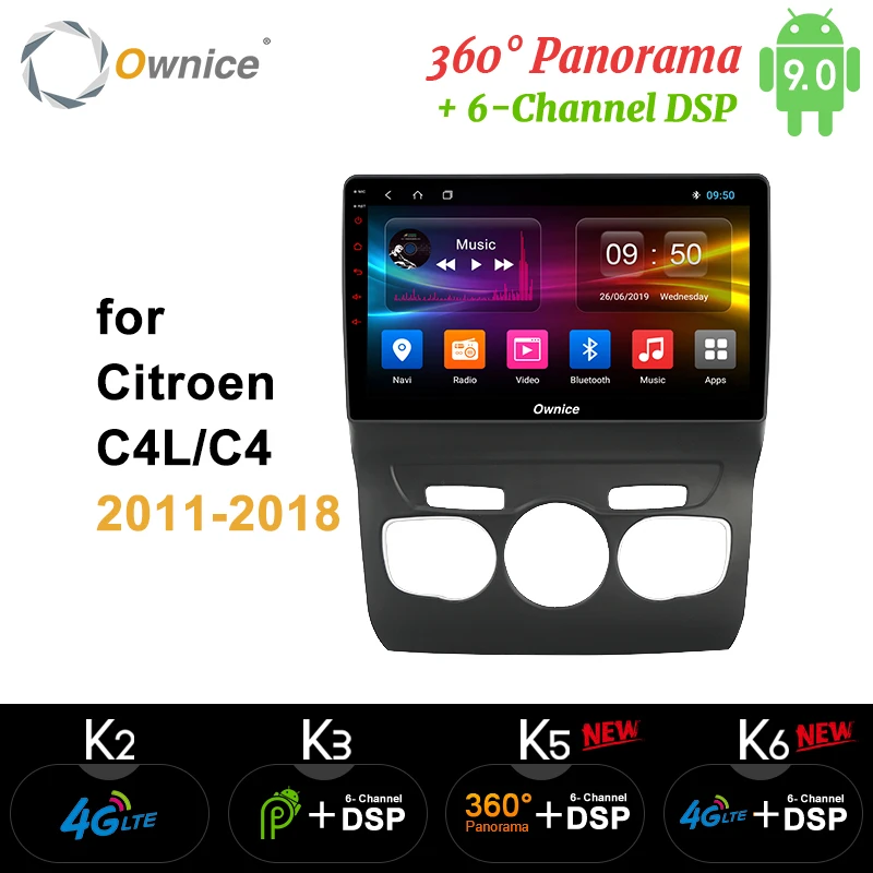 Ownice 8 ядерный Android 9,0 автомобильный DVD gps Navi плеер Автомобильный стерео k3 k5 k6 для Citroen C4 C4L 2011- радио 4G LTE DSP оптический 360
