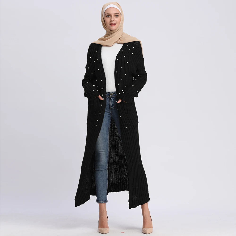 Мусульманский бисер абайя свитера пальто Макси платье кардиган длинные халаты