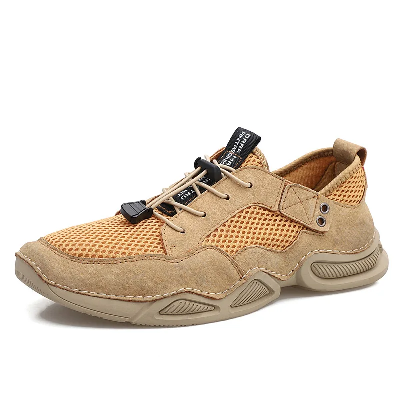 

Cowhide outdoor running large size 46 breathable mesh casual shoes anti-slip wear sports outdoor hiking shoes mens shoes sandals