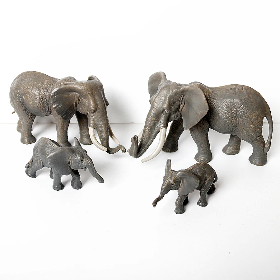 

Realistic African Elephant woolly Mammoth Wild Animals Family set model PVC figures Educational Gift For Kids Collection
