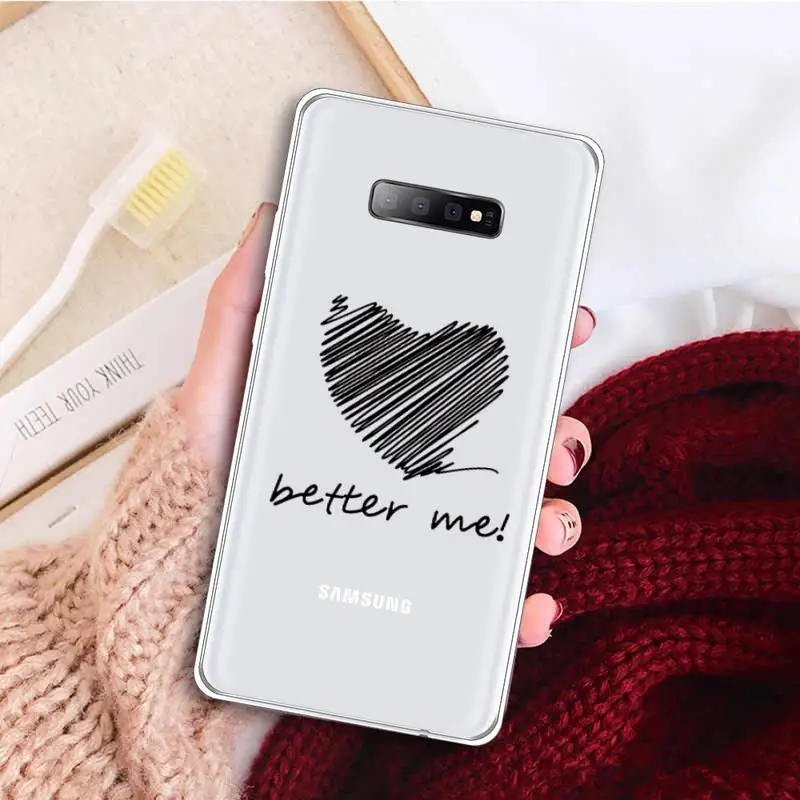 

Couples Cartoon Lovely Heart Painted-1 Phone Case Clear Transparent for samsung A 21s 50 71 S 8 9 20 note 10 20 plus ultra
