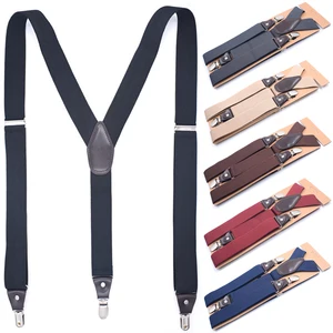 Регулируемые эластичные кожаные подтяжки для мужчин винтажные рубашки брюки подтяжки ремни Y Форма с прочными металлическими зажимами