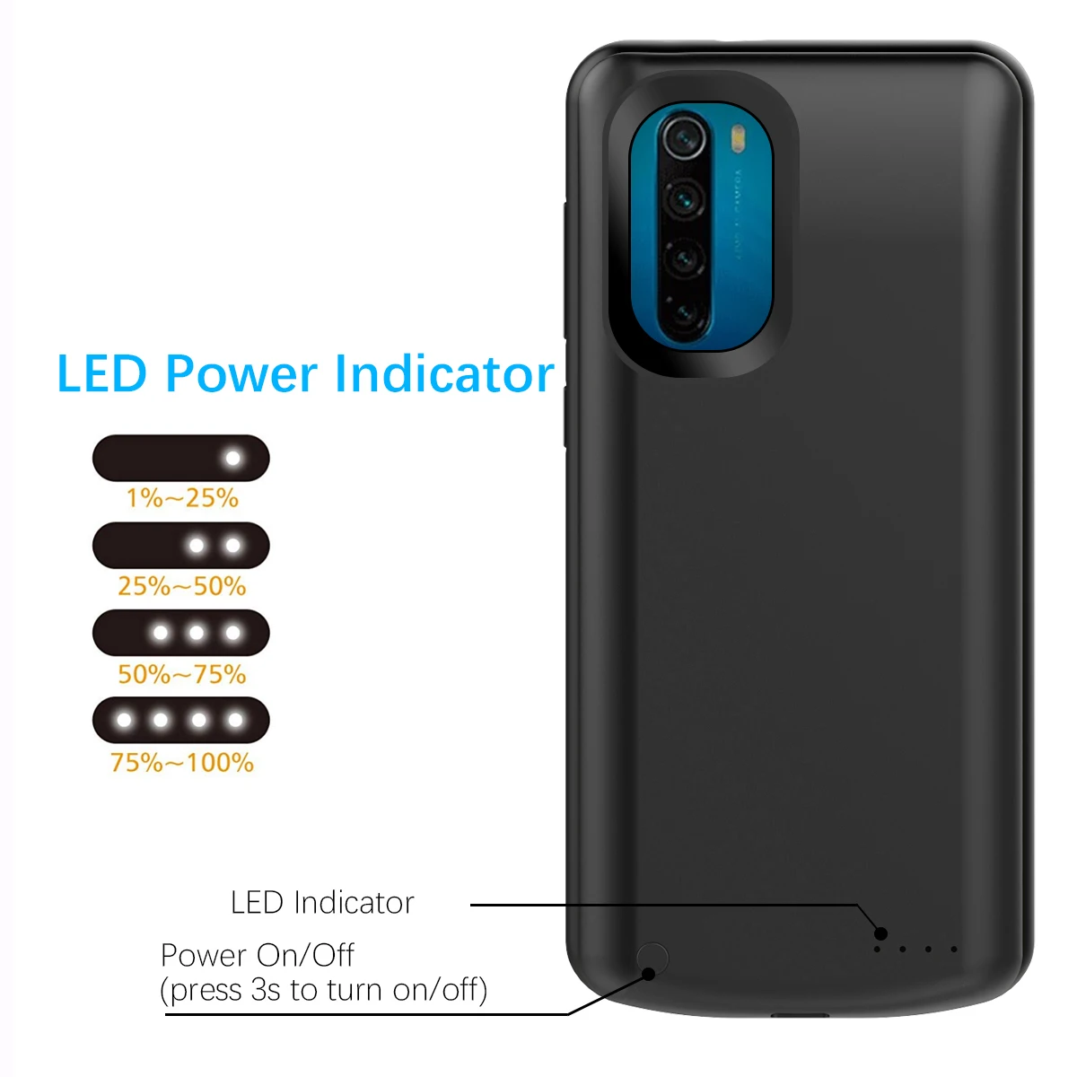 Чехол с зарядным устройством для Xiaomi Redmi Note 8 6500 мАч чехол телефона расширенным