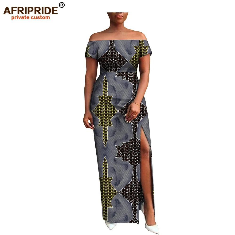 AFRIPRIDE, индивидуальная африканская одежда, осеннее платье, короткий рукав, макси, батик, боковое, вечернее платье для женщин, A722538 - Цвет: 536