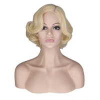 qqxcaiw women girls short blonde curly cosplay wig cos marilyn monroe female party high temperature fiber synthetic hair wigs
