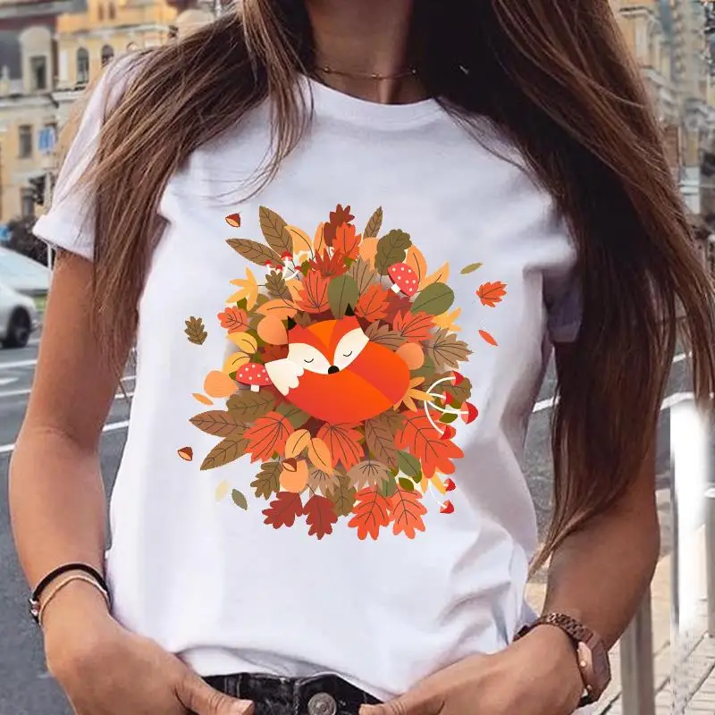 

Women Graphic Cat Lovely Animal Fashion Short Sleeve Spring Summer Cartoon Print Female Clothes Tops Tees Tshirt T-Shirt