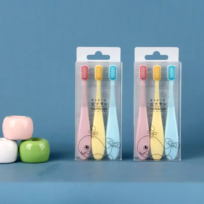 3 шт./компл. привлекательного леденцового Цвет детская зубная щетка Non Slip жирных