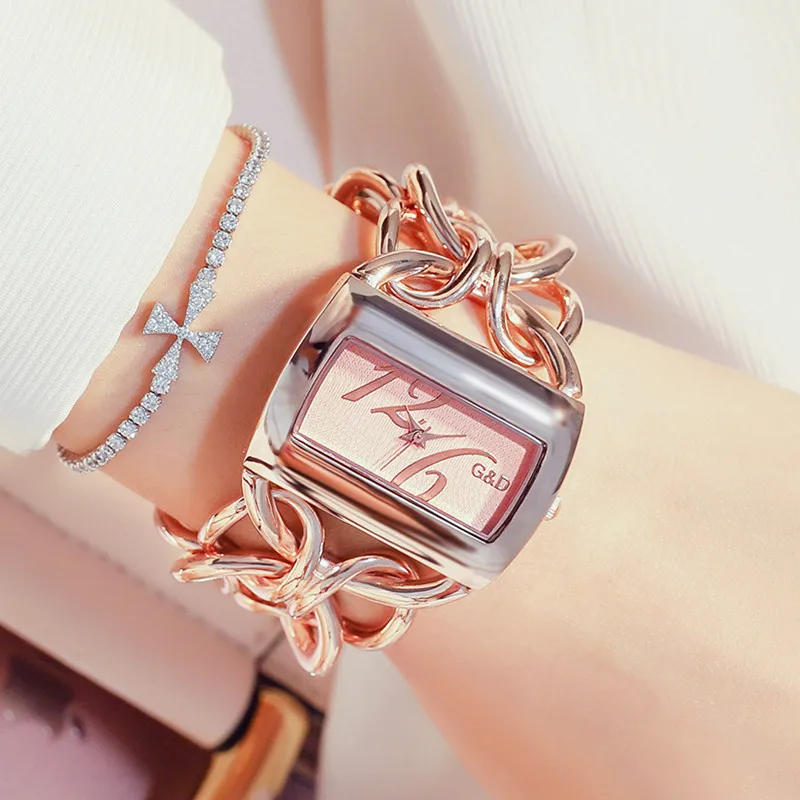 Часы женские кварцевые под розовое золото с браслетом|Женские часы-браслеты| |