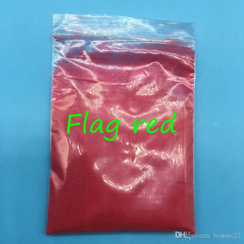 Flag Red 100 г цветной жемчужный порошок для макияжа, много цветов Слюда Порошок для ногтей блеск, перламутровый косметический пигмент - Цвет: Flag Red