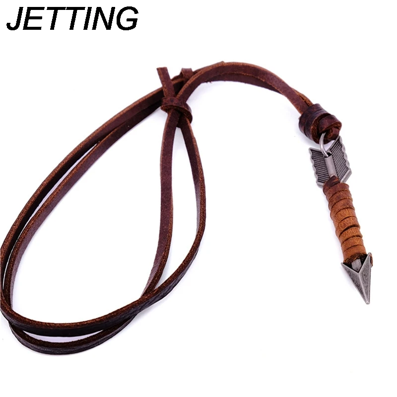 Модные мужские винтажные кожаные ожерелья в стиле панк с дикой стрелой подвески