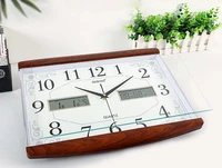modern luminous wall clock wooden frame calendar hanging clock silent non ticking living room wall clocks