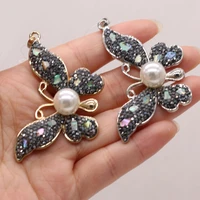 hot sale natural stone pendant butterfly shaped pearl pendant for jewelry making diy necklace bracelet earrings accessory