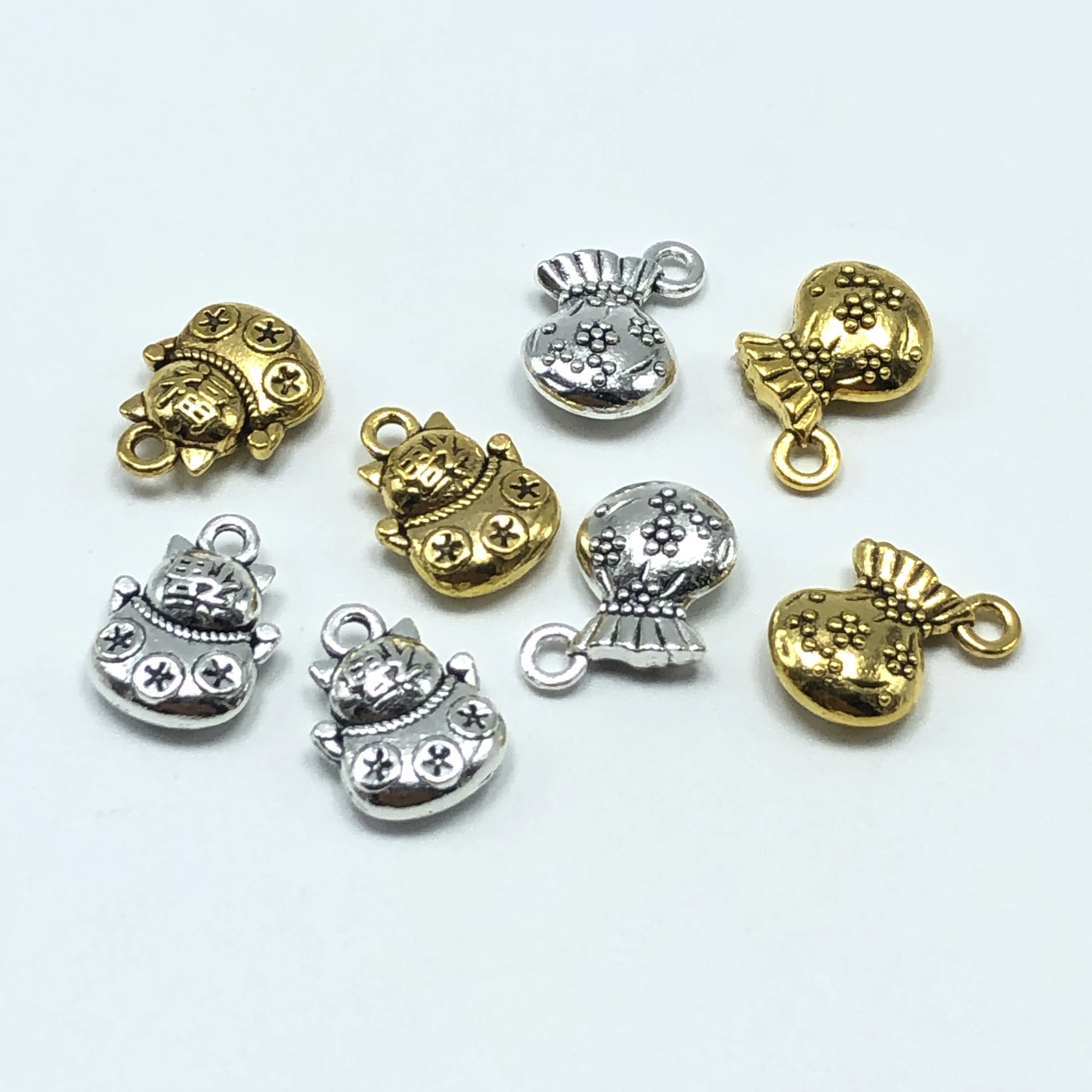 JunKang 10 шт. сумка lucky cat Кулон DIY ручной работы браслет ожерелье аксессуары для