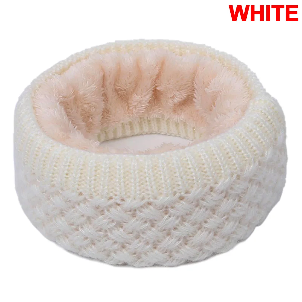 white Scarf Зимний теплый матовый вязаный шейный шарф-петля, уплотненная теплая круглая обертка, шарф-хомут с петлей, женский шарф для катания на лыжах и альпинизма - Цвет: white Scarf