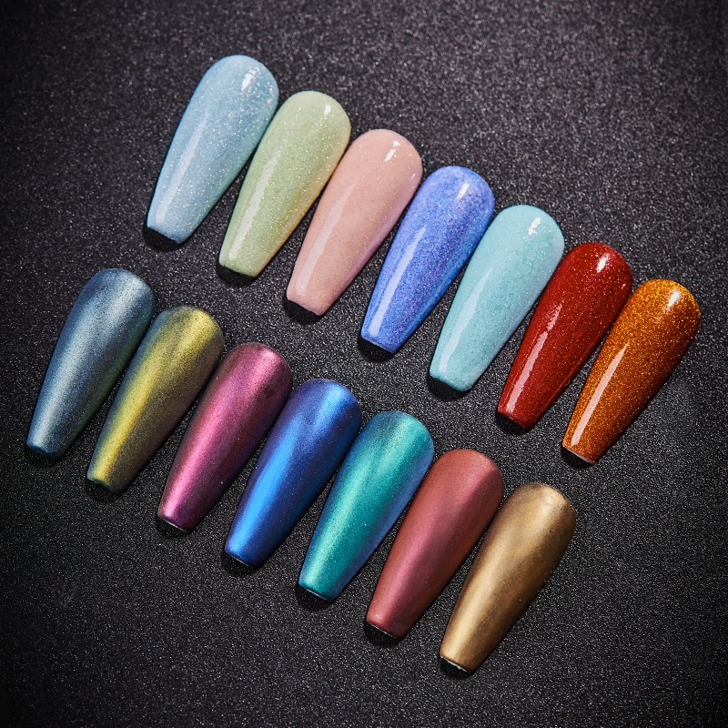 Цветная зеркальная пудра для ногтей с хромовым хамелеоном блестящая лазерная