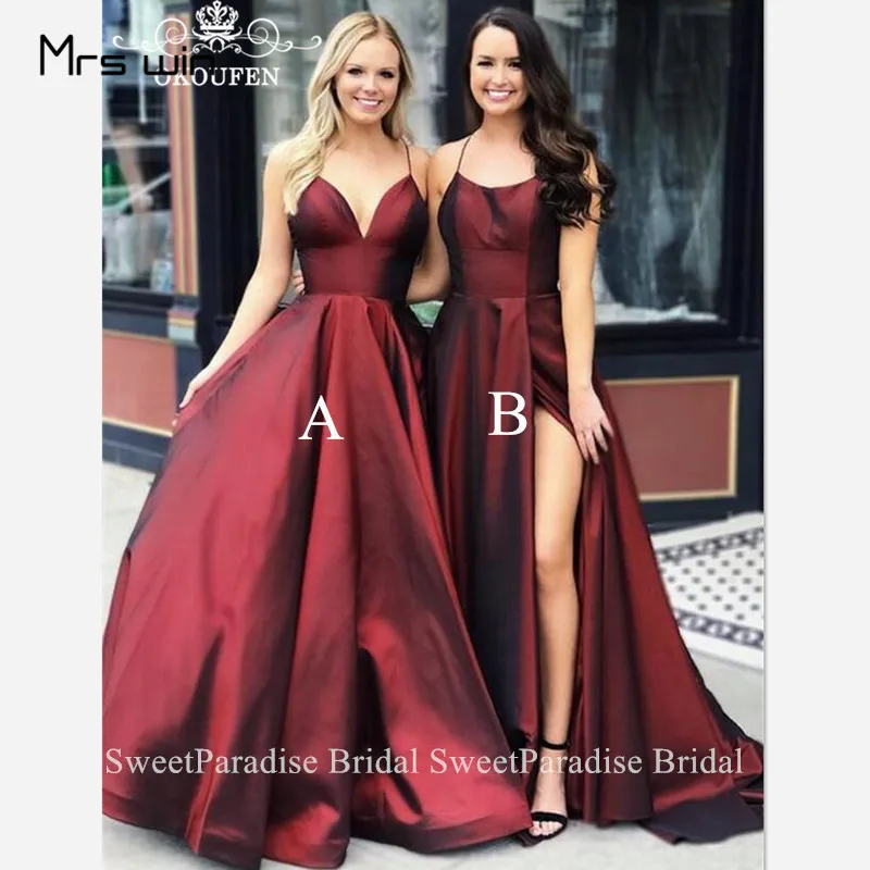 

Женское длинное вечернее платье Mrs win, Бордовое платье на бретельках, с V-образным вырезом, большие размеры, модель HR171, 2020