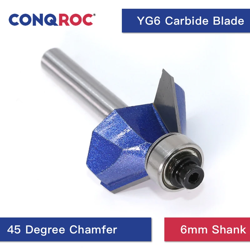Фреза фреза YG6 с прямым хвостовиком твердосплавная для дерева 45 градусов 6
