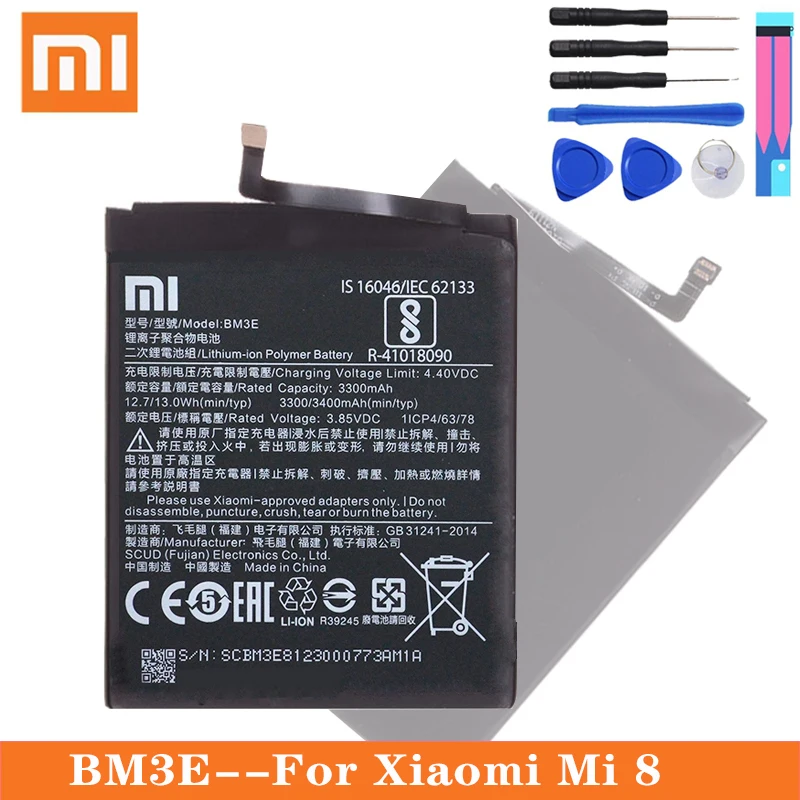 Оригинальный аккумулятор Xiao Mi BM3E для Xiaomi Mi8 M8 8 Real 3400 мАч Высококачественная