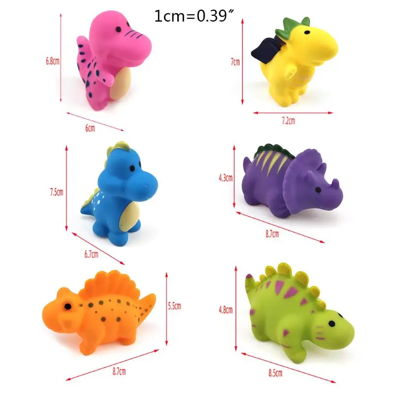 

6Pcs Baby Bathtub Dinosaur Toys Color Cartoon Bathroom Floating Fun Bath Toy Set