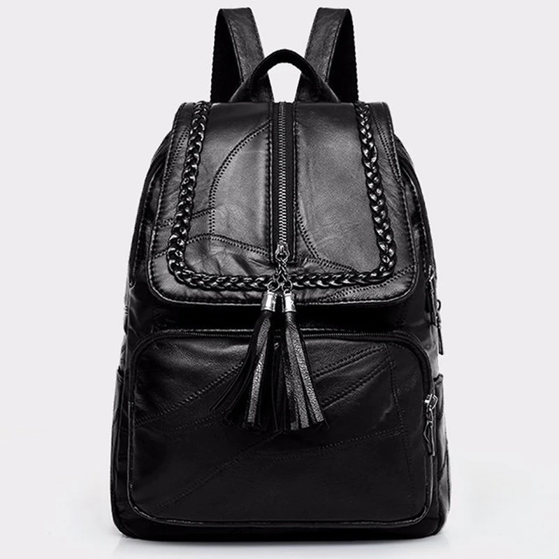 Женский рюкзак из ПУ кожи 2022, школьная сумка, классическая черная Водонепроницаемая многофункциональная дорожная сумка через плечо