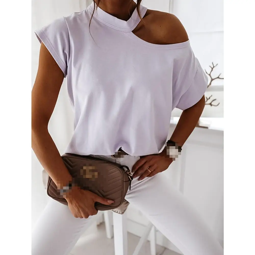 

D'ete Nouveau Style Manches Courtes femme Imprime Polyvalent Decontracte Ample T-Shirt remera informal con agujeros camisetas