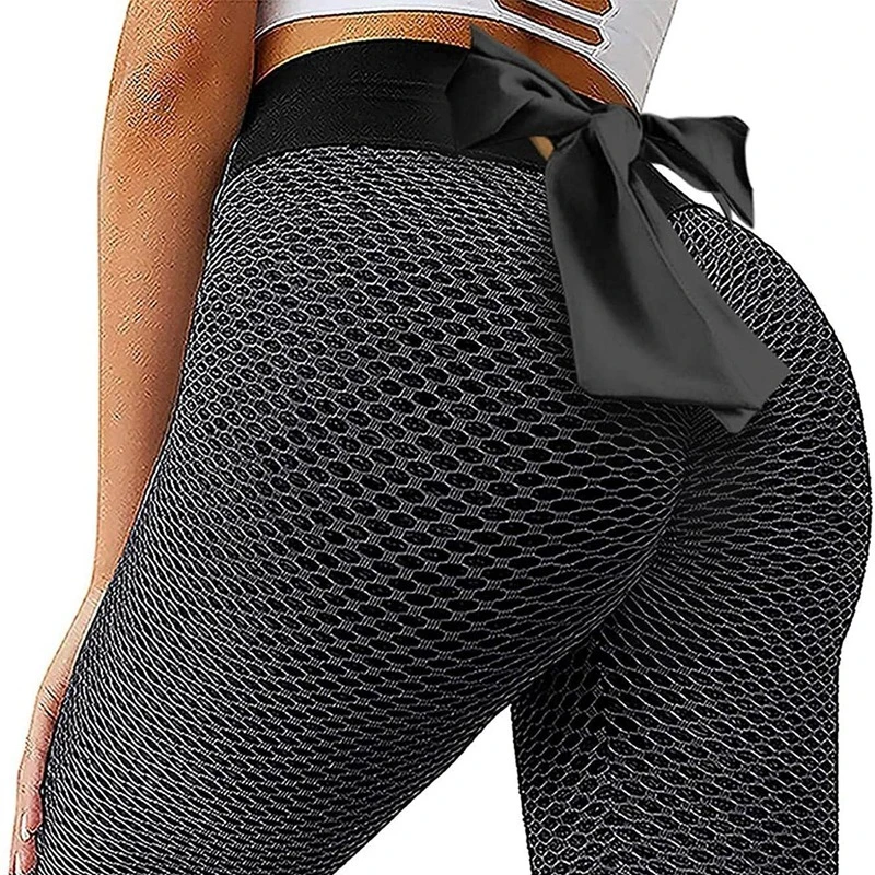 

Bow-Knot Grid Tights Yoga Pants Women Seamless High Waist Leggings Breathable Gym Fitness Push Up Clothing Girl Yoga Pant