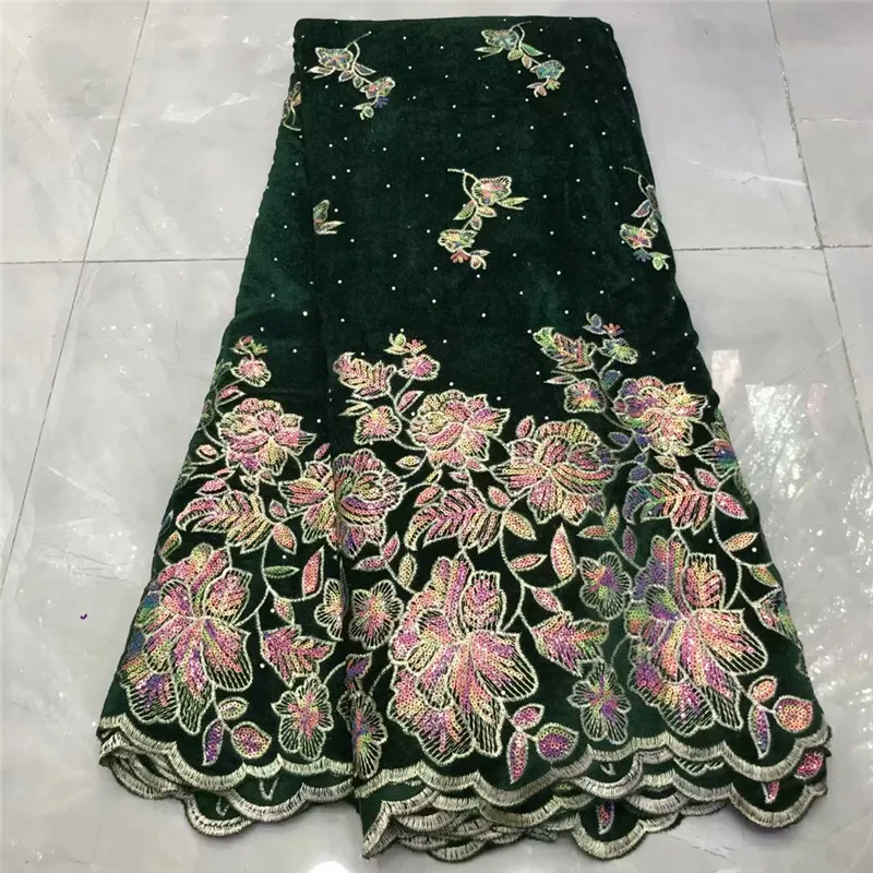 

Purple velvet lace fabric high quality african french lace fabric beads with sequins african french stones lace for sewging
