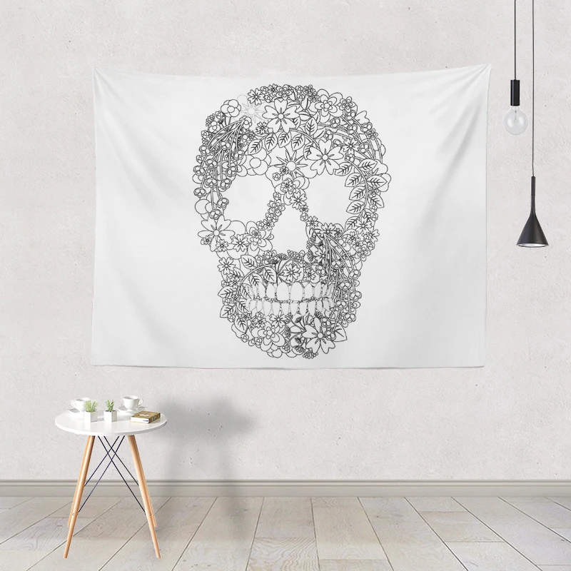 

Psychedelic Sexy Tapestry Skull Flower Line Geometric Wall Hanging Dormitory Living Room Decoration Polyester Non-Slip Yoga Mat