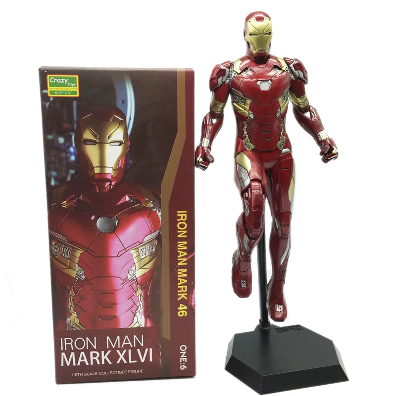 In Retail Box Железный человек Mark 30 см Сумасшедшие игрушки Тони Старк XLVI Железный человек Mk46 MK50 фигурки модель игрушки Brinquedos подарки - Цвет: In Retail Box