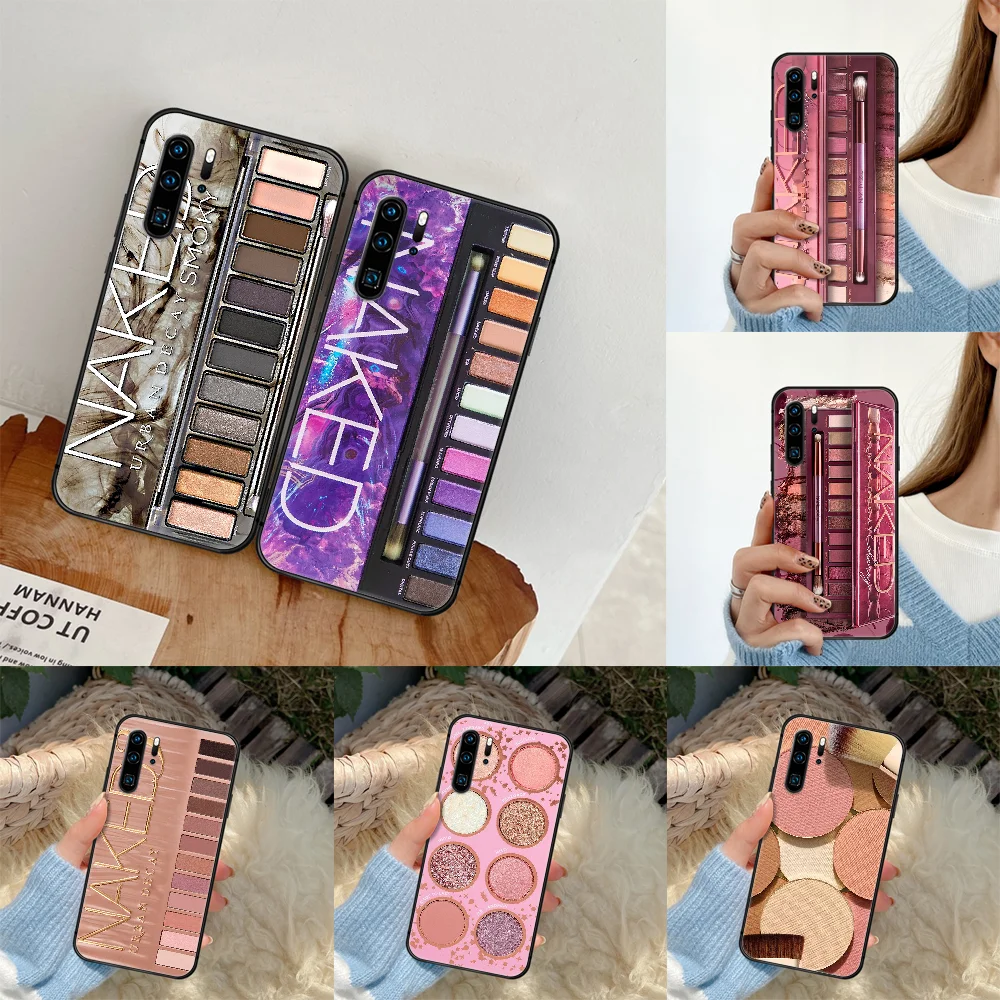 

Makeup Eyeshadow Palette Phone Case For Huawei P Mate 10 20 30 40 Pro Lite Smart 2019 2021 black Waterproof Trend Coque Luxury